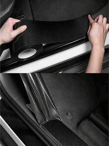 1 Roll 3D Carbon Fiber Vinyl Tape Car Sticker, Suitable For Car, Motorcycle, Phone, Computer, Door And Window Decoration, Universal DIY Carbon Fiber Vinyl Wrap, Car Scratch Detail Protection Film - Black - View 4