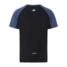 Adidas 夏季新款快乾透氣舒適休閒運動男士短袖T恤 - 藍色/黑色 - 查看 3