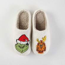 The Grinch 1 Pair Green Furry Christmas Winter Warm Slippers, Comfortable Home Slippers, Cute Cartoon Style Autumn Thermal Slippers, Office Fashion Slippers, Unisex Couple Travel Slippers, Party Costume Slippers, Suitable As Holiday Birthday Gifts For Family And Friends, Christmas Gifts, Suitable For Daily And Festive Wear, Halloween Costume Props - Multi-color - View 8
