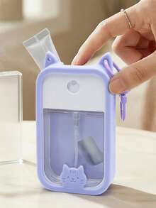 1pc Silicone Cute Cat Two-In-One Hand Sanitizer Perfume Packaging Bottle Protective Cover For Outdoor Storage Multifunctional Spray Bottle Silicone Cover Compatible With T Ouchlan D With Hook For Easy Carrying - Multicolor - View 5