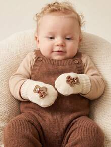 3 Pairs Embroidered Bear Cartoon Knitted Gloves For Boys, Full Finger, Candy Color, Thickened For Autumn/Winter - 3 Pairs - View 8