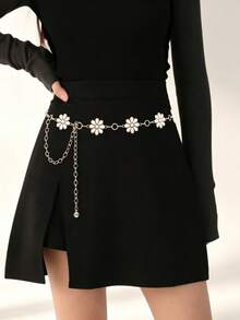 1pc Minimalist Casual Pants Chain Decoration, Suitable For Women In Summer, Autumn, Halloween And Other Occasions. - Gold - View 4