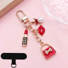2pcs/Set (Chain + Clip) New Women's Fashion Creative Phone Lanyard Outdoor Travel Fashion Decoration Bag Charm Key Chain Jewelry Accessory Pendant Phone Strap Gift - Scented Lipstick - View 13