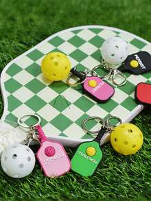 Pickleball Keychain, Mini Pickleball Paddle & Ball Bag Charm, Car Keychain, Sports Themed Bag Accessory, Gift For Pickleball Lovers Players Men Women - Multicolor - View 2