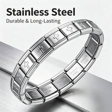 1PC Stainless Steel Elastic Fashion Bracelet Adjustable Bangle Perfect For Everyday Wear - Antique Silver - View 3
