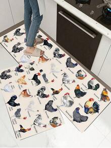 1/2pcs Vintage Diatomaceous Earth Mat, Hen Pattern, Super Absorbent, Non-Slip, Perfect For Bathroom, Kitchen And Dining Room, Quick Drying, Ideal Gift For Home Decor And Bathroom Mat - Multicolor - View 5