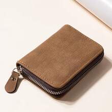 Dompet Kartu Minimalis Retro Matte Unisex dengan Resleting, Dompet SIM Kapasitas Besar dengan Banyak Slot, Dompet Koin Pendek Portabel Baru untuk Pria - MultiWarna - View 8