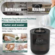 DONASIRA 400ml Large Capacity Touchless Automatic Infrared Soap Dispenser, Electric Home Cleaning Detergent Quick Dispenser Pump, Portable Handwash Bottle, Desk-Mounted Or Wall-Mounted Installation, USB Rechargeable, 4 Adjustable Foam/Liquid Flow Levels, Suitable For Kitchen And Bathroom, New Spring Release - Multicolor - View 12