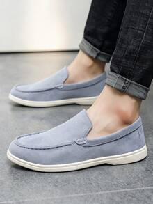 Classic Designer Men's Moccasin Shoes, Luxury Suede Loafers, Soft Dress Shoes, Suitable For Daily Office, Party, Wedding, Romantic Dinner - Baby Blue - View 3