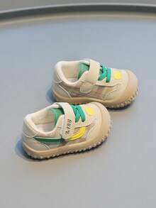 1 Pair Toddler Heart Contrast Color Patchwork Hook & Loop Closed Toe Flat Casual Sneakers For Daily Wear[Select By Actual Cm Inner Length] - Green - View 3