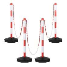 35'' Parking Delineators Post, 8 Sets Traffic Cone Stanchion With Base & 5FT Link Chain - Red And White Striped Chain Barriers For Parking Lot, Driveway, Road Construction - White & Red - View 12