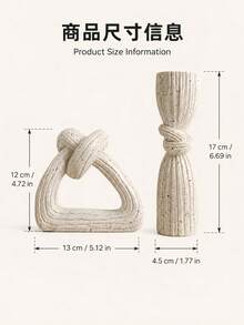 1pc Sandstone Color Knot Decor , Modern Abstract Ribbed Vase & Sculpture, Minimalist Wabi Sabi Home Decoration For Living Room Shelf Dining Table - Sandstone - View 4