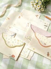 Set Amplop & Surat Gaya Pastoral Vintage 18 Buah, Estetika Penyembuhan Lembut Korea, Motif Hewan & Bunga Lucu, Cocok Untuk Surat Pengakuan/Surat Cinta/Kartu Ucapan/Buku Harian Pelajar/Pembungkus Kado/Liburan - View 3