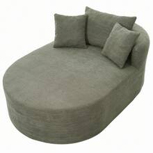 Compressed Oval Recliner In Corduroy, No Assembly Required, Good Spring Effect, 122 Cm Deep Seat, Minimalist Single Armchair In Solid Color, Pet-Friendly Armchair For Living Room - Gray-green - View 10