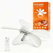 Ventilador de techo atornillable con toma de luz, ventilador de techo con luz LED, ventilador de techo con luz con mando a distancia, 3 velocidades regulables para dormitorio, cocina, salón, hogar - Blanco - Ver 1