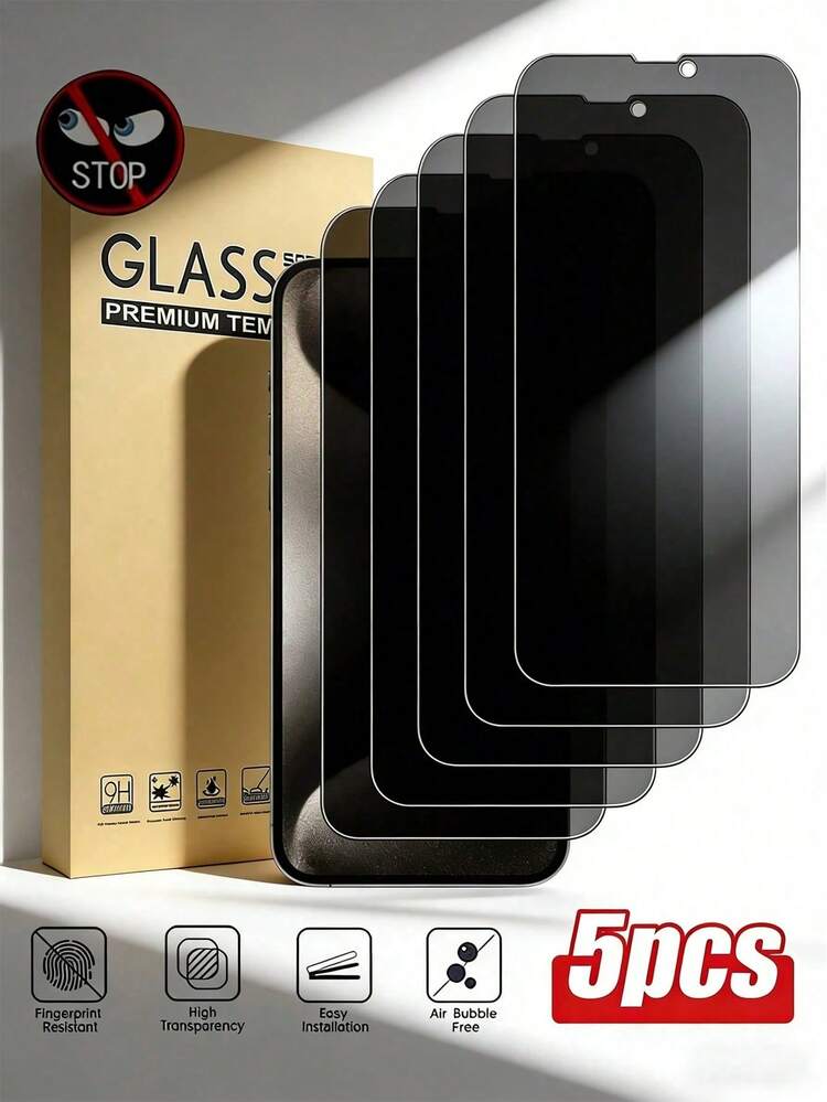 BOLLYMORE 5pcs Upgraded Privacy White Edge Screen Protector, High-Quality Coating High-Definition Transparent, No Black Ink Border Side Obstruction To Prevent Information Leakage, High Hardness Anti-Scratch Anti-Collision Bubble-Free Full Coverage Film, Suitable For Phone Cases, Compatible With IPhone 18/18 Pro/18 Pro Max/17/16/15/14/13/12/11 Pro Max/Air/Plus/Mini/XS Max/XR/8/7 Plus, Easter Gift - 5PCS Privacy Glass - View 47