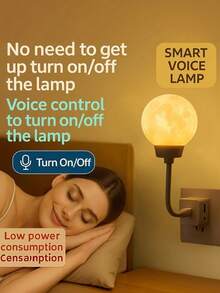 USB Moon Night Light, USB Plug-In Decorative Lamp With Voice Control, Suitable For Bedroom Bedside, Creating Atmosphere Or As A Sleep Light; Also Can Be Used For Garden Yard Decoration, Holiday Decoration And Party Lighting; Exquisite Holiday Gift, Suitable For Giving To Friends And Family. - Moon - View 10