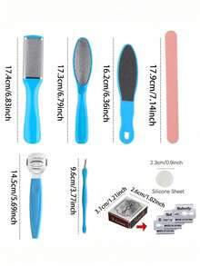 Foot Care Set, Includes Foot Scraper, Dead Skin Remover, Foot File, Pedicure Tools, Stainless Steel Foot Rasp, Foot Cleaning Tools And Nail Clippers, Suitable For Home Pedicure And Salon Foot Spa, Used To Remove Hard Calluses And Cracked Heels - Blue - View 10