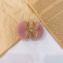 Autumn/Winter Cute Fluffy Hair Clips Small Claw Clips Bangs Clips Plush Hair Accessories Rabbit Fur Cherry Hair Clips - Multicolor - View 9