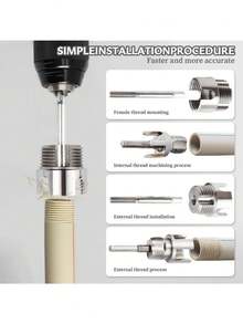 5pcs Heavy Duty Pipe Threading Tool Set, Suitable For 1/2", 3/4" And 1" Internal/External Threads And PVC/Plastic Pipes, Suitable For Water Pipe Installation, Suitable For PVC, PPR And MPP Pipe Systems - Pipe Threading Tool - View 6