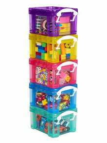 AG BOX Set De 16 Mini Cajas Organizadoras Transparentes De Colores Con Tapa Y Broches Almacenamiento Apilable Para Manualidades, Cuentas, Joyería, Costura Y Papelería De Escritorio - Multicolor - Ver 5