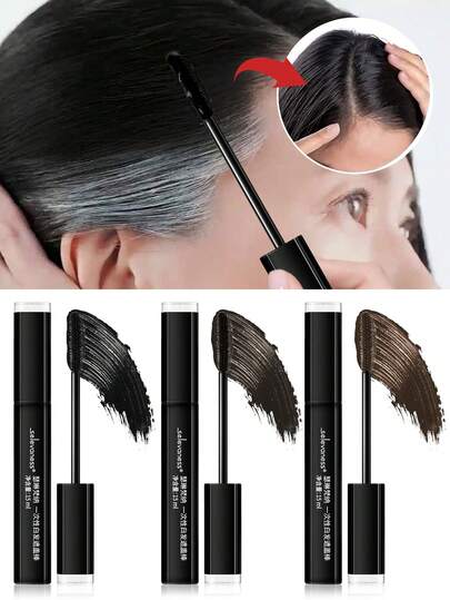 Washable Disposable Hair Dye Pen, White Hair Emergency Coverage, Hair Styling Stick, Long-Lasting Root Touch-Up Pen
