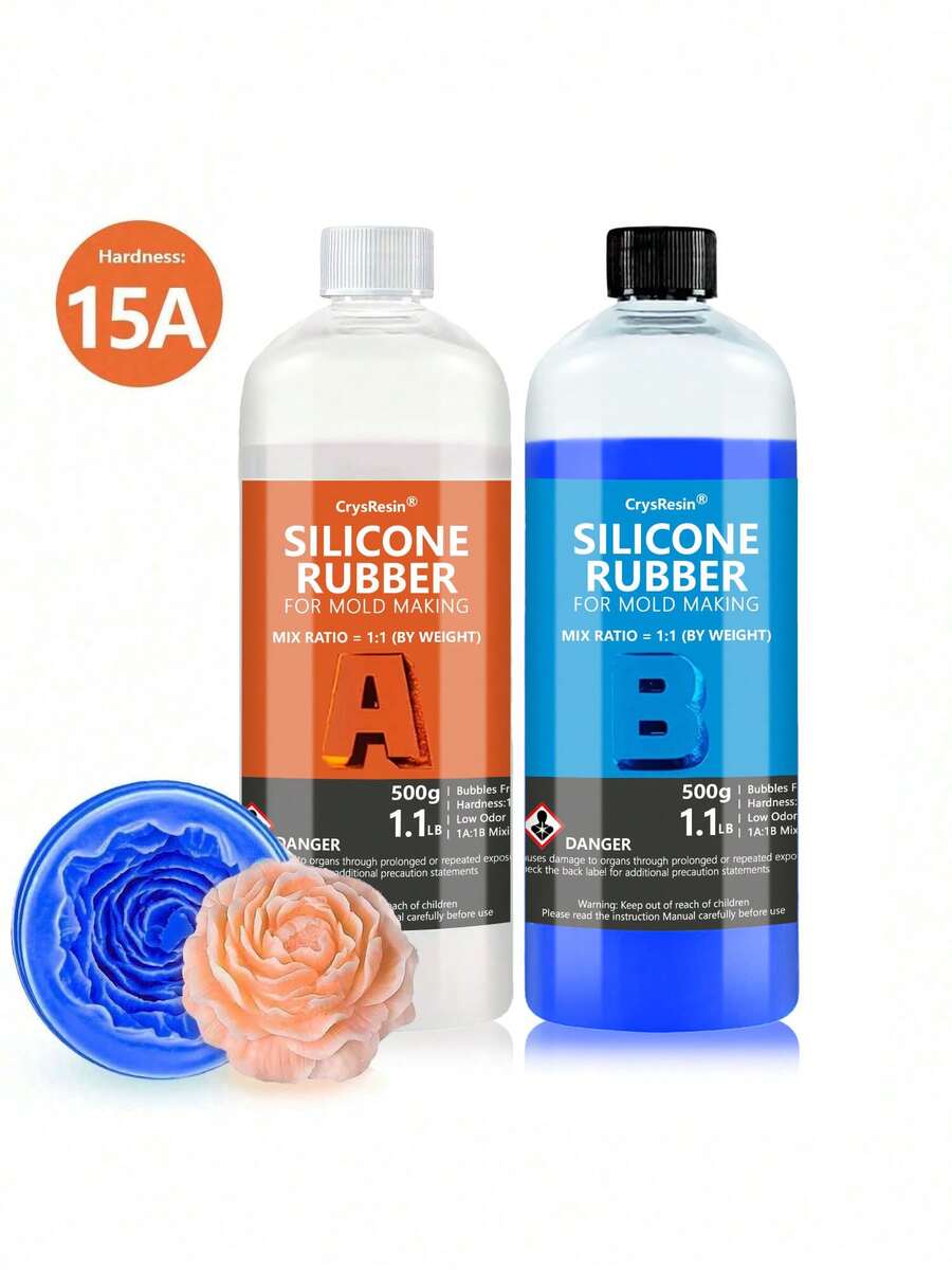 Blue Liquid Silicone Rubber 15A Soft 1:1 Mix Low Shrinkage High Tear Strength Mold Making 120g/250g/500g