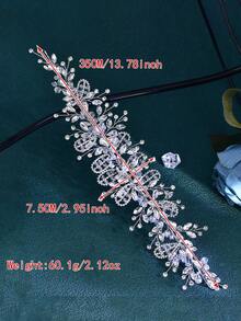 1pc Exquisite Charming Rhinestone Chain Braided Crystal Decorated Headband Wedding Party Accessory Bridal Bridesmaid Headband - Silver - View 4