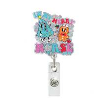1pc Christmas Element Acrylic Doctor Nurse Retractable Badge Reel ID Card Holder - Multicolor - View 8
