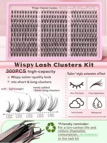 YIDUO 300PCS C Curl Wispy Lash Clusters, Mixed Length 10‑16mm Individual Cluster Eyelashes, Ultra‑Thin Band DIY Lash Extensions For Clean Girl Daily Makeup - Multicolor - View 2