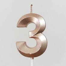 HIBIRTH 1件創意玫瑰金歌劇風數字生日蠟燭 蛋糕裝飾 0-9 數字 生日週年願望慶祝派對烘焙配件 - 查看 10