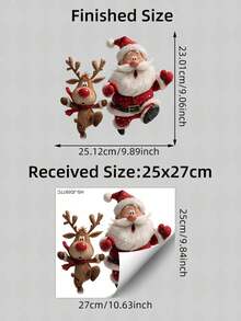 1pc Funny Surprise Peeking Santa Claus And Reindeer Glass Sticker, Static Cling Window Decal, Double-Sided Visible Reusable Sticker, Suitable For Home, Bistro, Storefront Christmas Winter Holiday Party Window Decoration - Red and White - View 6