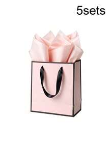 5/1Sets, Phnom Penh And Black Edge Paper Handler Gift Bag Wedding Festival Bridesmaid Sense Gift Bag Birthday Gift Bag Wedding Banquet 9 X 7 X 3.15', Metallic Paper Gift Bags With Handle And Tissue - Multicolor - View 16