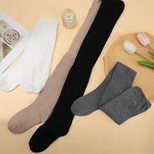 4 Pairs Women's Knee-High Sports Socks, Smooth Skin-Friendly Fabric, Suitable For Daily Wear, Commuting And Various Sports Styles - Multicolor - View 4