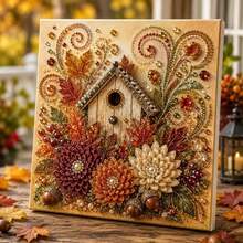 1 Set DIY Christmas Pearl Diamond Painting Art Kit, Includes Frame, Beads, Rhinestones, Handmade 3D Holiday Decoration, Adult Gift, Classic Design Beaded Decor Set - A - View 34
