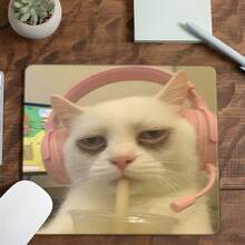 Mousepad Gaming Persegi Bergambar Kucing Putih Malas, Memakai Headphone dan Minum Minuman, Desain Pola Hewan Peliharaan Lucu, Dekorasi Meja yang Menarik, Alas Pelindung, Alas Kantor Anti-Selip Karet dengan Tepi Terkunci, Ukuran Kecil Cocok untuk Laptop, Komputer Desktop, Gaming, Kantor, dan Penggunaan Sehari-hari - View 7