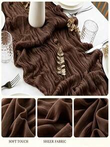 1/5pcs Brown Bohemian Style Cheesecloth Table Runner, Rustic Vintage Semi-Sheer Gauze Tablecloth Table Cover, Farmhouse Decor Minimalist Polyester Fiber Dining Table Decor Cloth, Suitable For Dining Table - brown - View 5