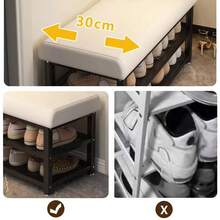 Shoe Changing Bench,2-Tier Iron Shoe Rack, Padded Seat Ottoman For Entryway Hallway - 80CM Shoe Changing Bench - View 7