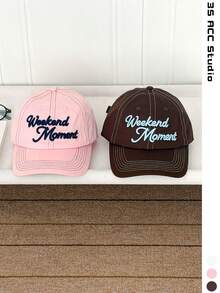 Brown Soft Top Student Personalized Letter Embroidered Minimalist Embroidered College Style Cute Sweet Plaid Baseball Cap Women Spring Summer Thin Long Brim Sun Protection Street Baseball Cap Plaid Baseball Cap American British College Style Unisex Large Head Circumference Sun Protection Sports Baseball Cap - Multicolor - View 7