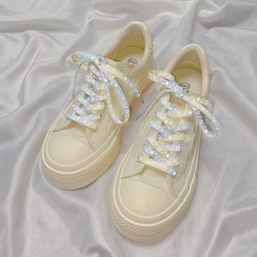 New Reflective Star Galaxy Shoelaces Glowing Rope Unisex Accessory White Canvas Shoes Basketball Shoes Versatile - Multicolor - View 1