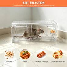 Vandise 4 Pack Humane Mouse Trap, Clear Plastic Live Catch Release Mouse Cage With Stainless Steel Bait Container, Reusable No‑Kill Rodent Traps For Indoor Outdoor Home Kitchen Garage Basement - White - View 5