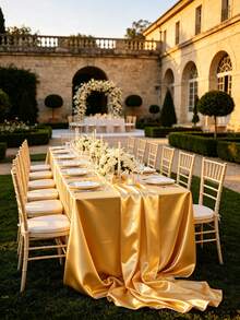 1pc Satin Rectangular Tablecloth, Smooth Fabric Tablecloth Suitable For Wedding, Party, Birthday Table Decoration, 57.09" X 104.33" (Approx. 145 X 265cm), Multi-Color - Multicolor - View 17