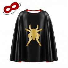 Children's Role Play Costume Spider Pattern Double-Sided Cape Set Halloween Dress Up Cloak Eye Mask Set Holiday Party Role Play Outfit, Holiday Gift For Boys And Girls - Spider - View 6