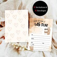 10 Invitation Cards And 10 Envelopes, Double-Sided Design - Perfect For Birthday, Graduation, Wedding, Back To School Or Friendship Day Celebrations, Dessert Party, Coffee Gathering - A - View 1