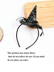 1pc Halloween Mini Witch Hat Headband, Spider Web Pattern Bow Mesh Rhinestone Decor Hair Hoop, Cosplay Party Costume Hair Accessory For Women - Multicolor - View 9