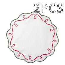 1/4pcs Polygon Pink Asymmetric Embroidered Bow Napkins, Suitable For Valentine's Day, Weddings, Holidays And Daily Use. - Multicolor - View 15