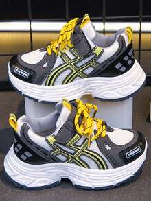 1 Pair Back To School Casual Fashion 2026 New Kids' Sports Skateboard Sneakers - Yellow - View 1