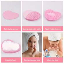 20/30/50PCS Heart-Shaped Compressed Facial Cleansing Sponges, Soft Face Wash Pads For Makeup Removal, Gentle Exfoliating & Daily Skincare, Multiple Colors - Multicolor - View 5