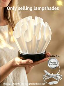 1/Pc Flower-Shaped Wavy Lamp Shade, Soft Translucent Table Lamp Shade, Home Space Atmosphere Decorative Accessory, Living Room Bedroom Luxury Artistic Lamp Shade - Pleated Lampshade - View 11