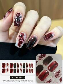 Halloween Nail Stickers Color Gradient DIY Self Adhesive Art Decals Strips Manicure Decorations Suitable For Home, Workplace, Outdoor Travel, Gift Giving, Salon - Redwood - View 8